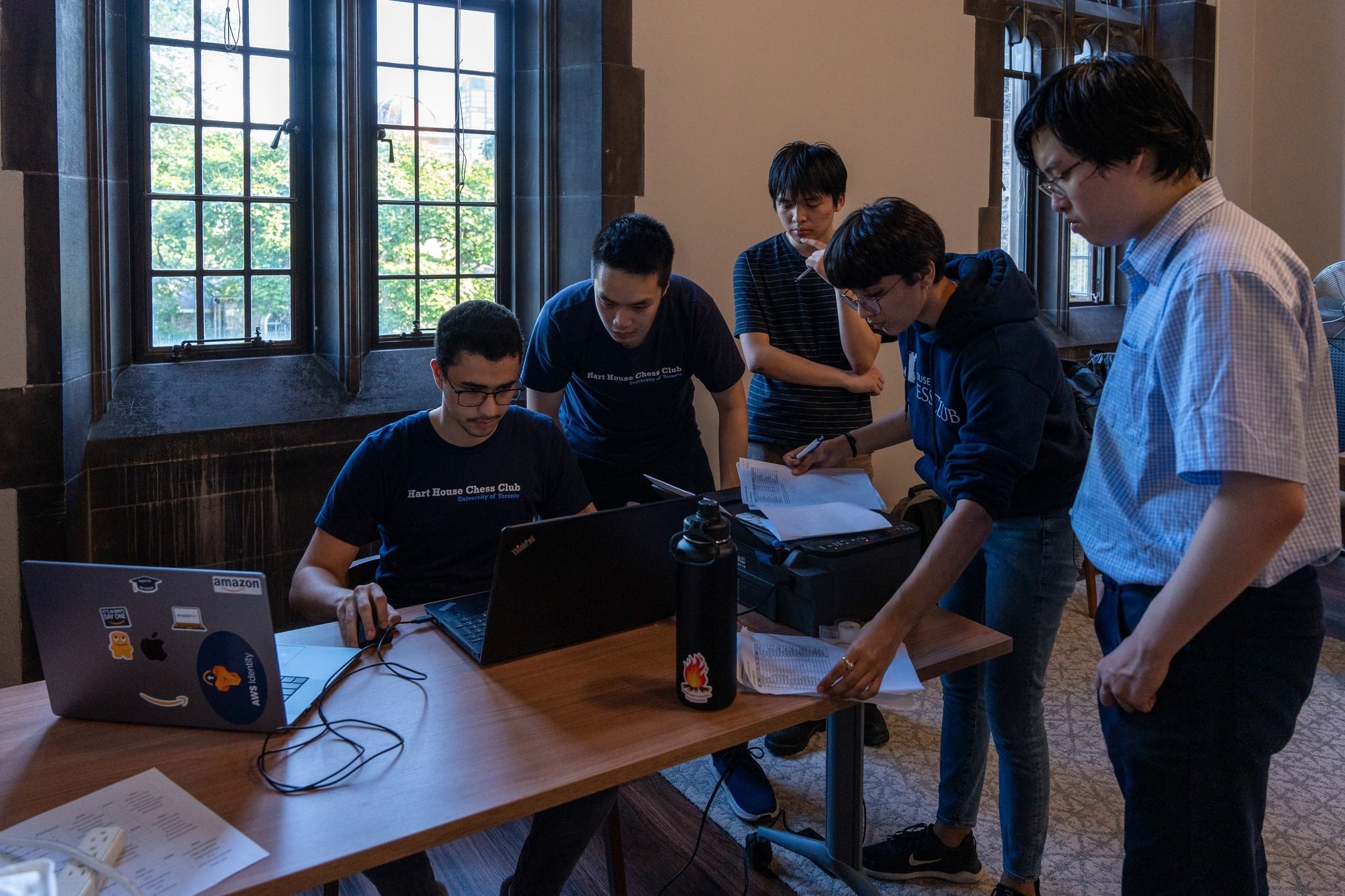 Curving abstract shapes with an orange and blue gradient